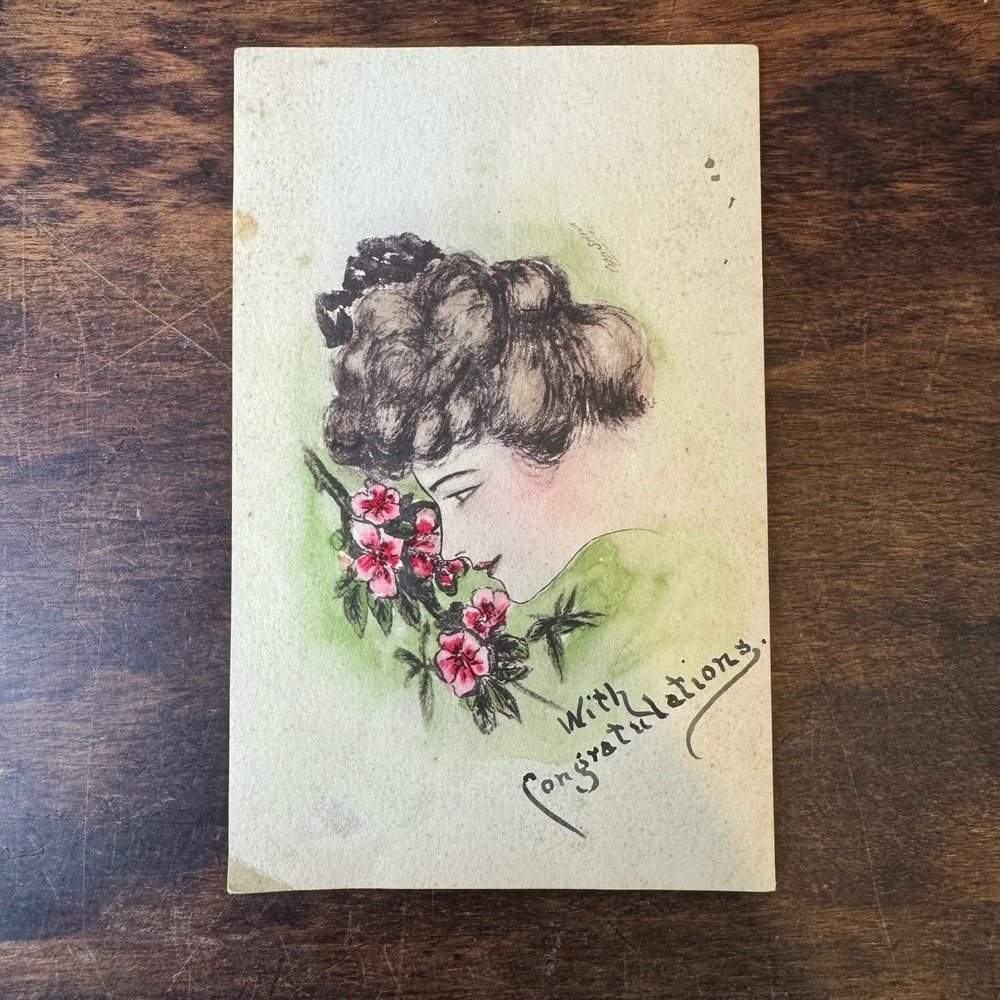 Cobb Shinn Artist Signed Antique Hand Tinted USED Postcard Gibson Girl 1909